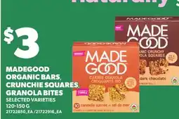 Loblaws MADEGOOD ORGANIC BARS, CRUNCHIE SQUARES, GRANOLA BITES offer