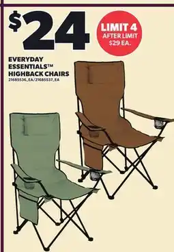 Loblaws EVERYDAY ESSENTIALS HIGHBACK CHAIRS offer