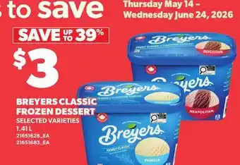 Loblaws BREYERS CLASSIC FROZEN DESSERT offer