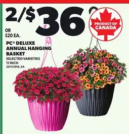 Loblaws PC DELUXE ANNUAL HANGING BASKET, 11 INCH offer