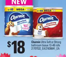 Loblaws CHARMIN ULTRA SOFT OR STRONG BATHROOM TISSUE, 12=48 ROLLS offer