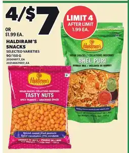 Loblaws HALDIRAM'S SNACKS, 90/150 G offer
