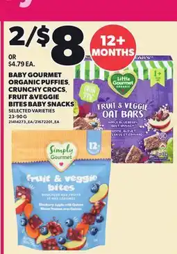 Loblaws BABY GOURMET ORGANIC PUFFIES, CRUNCHY CROCS, FRUIT & VEGGIE BITES BABY SNACKS offer