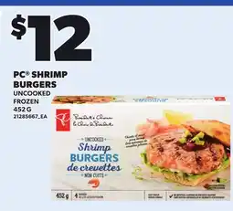 Loblaws PC SHRIMP BURGERS UNCOOKED offer