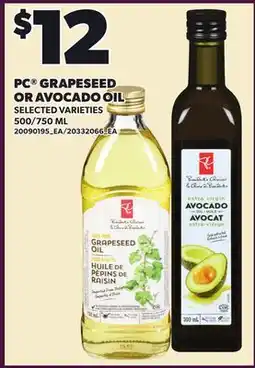 Loblaws PC GRAPESEED OR AVOCADO OIL, 500/750 ML offer