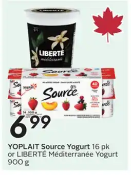 Sobeys Source Yogurt 16 pk or Méditerranée Yogurt 900 g offer