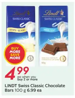 Sobeys LINDT Swiss Classic Chocolate Bars offer