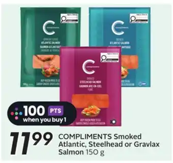 Sobeys COMPLIMENTS Smoked Atlantic, Steelhead or Gravlax Salmon offer