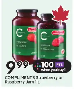 Sobeys COMPLIMENTS Strawberry or Raspberry Jam offer