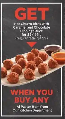 Sobeys Hot Churro Bites with Caramel and Chocolate Dipping Sauce offer