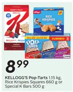 Sobeys KELLOGG'S Pop-Tarts 1.15 kg, Rice Krispies Squares 660 g or Special K Bars 500 g offer