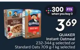 Sobeys QUAKER Instant Oatmeal or Standard Oats offer