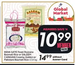 Sobeys INDIA GATE Feast Rozzana Basmati Rice or SALEEM CARAVAN Creamy, Golden or Pakistani Basmati Rice offer