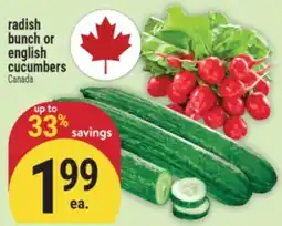 Marché Adonis radish bunch or english cucumbers offer