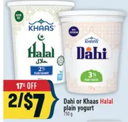 Marché Adonis Dahi or Khaas Halal plain yogurt offer