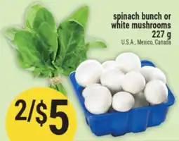 Marché Adonis spinach bunch or white mushrooms offer