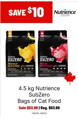 Ren’s Pets Depot Nutrience SubZero Bags of Cat Food offer