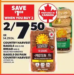 Independent Grocer COUNTRY HARVEST BAGELS 450 G OR BREAD 600 G offer
