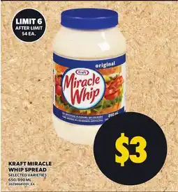 Independent Grocer KRAFT MIRACLE WHIP SPREAD, 650/890 ML offer