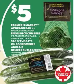 Independent Grocer FARMER'S MARKET AVOCADO BAG 5'S ENGLISH CUCUMBERS 3'S offer