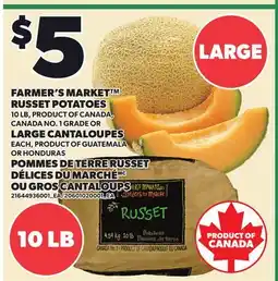 Independent Grocer FARMER'S MARKET RUSSET POTATOES OR LARGE CANTALOUPES offer