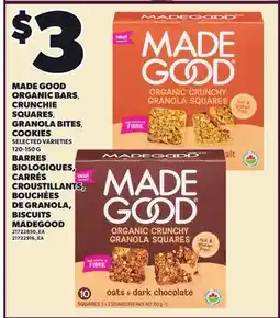 Independent Grocer MADE GOOD ORGANIC BARS, CRUNCHIE SQUARES, GRANOLA BITES, COOKIES offer