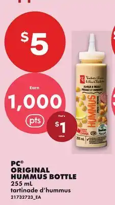No Frills PC ORIGINAL HUMMUS BOTTLE offer
