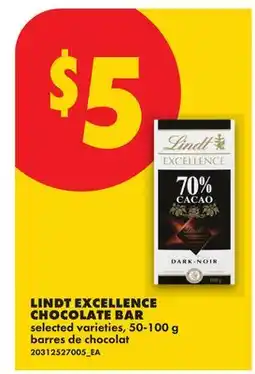 No Frills LINDT EXCELLENCE CHOCOLATE BAR offer
