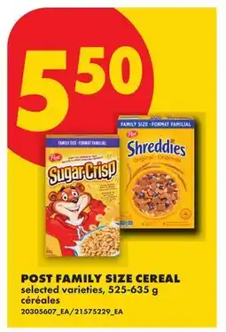 No Frills POST FAMILY SIZE CEREAL offer