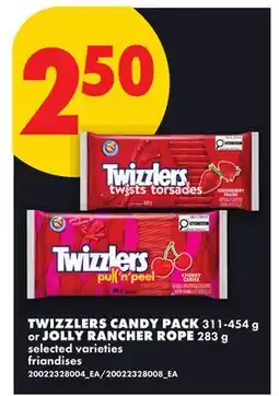 No Frills TWIZZLERS CANDY PACK, 311-454 g or JOLLY RANCHER ROPE, 283 g offer