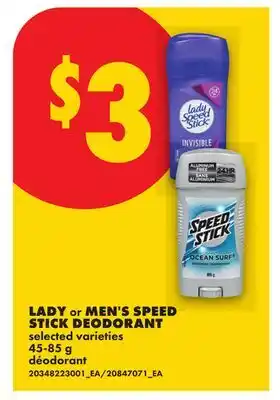 No Frills LADY or MEN'S SPEED STICK DEODORANT offer