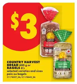 No Frills COUNTRY HARVEST BREAD 600 g or BAGELS 6's offer
