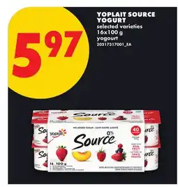 No Frills YOPLAIT SOURCE YOGURT offer