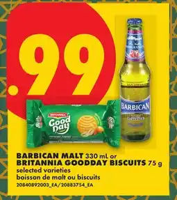No Frills BARBICAN MALT 330 mL or BRITANNIA GOODDAY BISCUITS 75 g offer