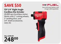 Home Hardware 12V 1/4 Right Angle Cordless Die Grinder offer