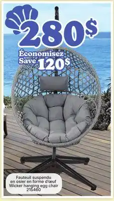 Rossy Wicker hanging egg chair offer