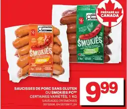 L'Intermarché SAUCISSES DE PORC SANS GLUTEN OU SMOKIES | SAUSAGES OR SMOKIES offer