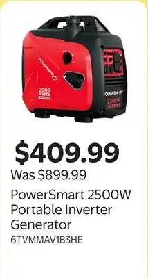 Walmart PowerSmart 2500W Portable Inverter Generator offer