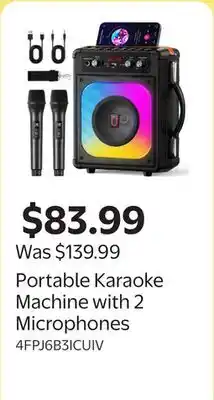 Walmart Portable Karaoke Machine with 2 Microphones offer