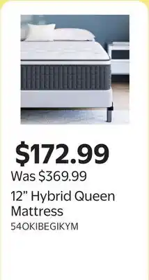 Walmart 12 Hybrid Queen Mattress offer