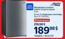 Walmart Arctic King 3.3-cu. ft. Single door mini fridge offer