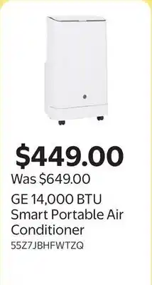 Walmart GE 14,000 BTU Smart Portable Air Conditioner offer
