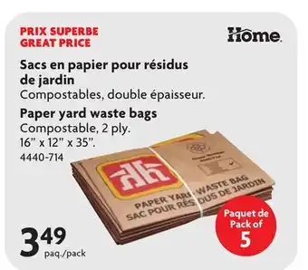 Home Hardware Paper yard waste bags offer