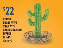 Canac Round Decorative Tray with Cactus Rattan Effect offer