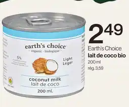 Avril Earth's Choice lait de coco bio offer