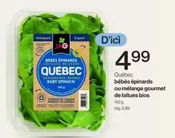 Avril Bébés épinards ou mélange gourmet de laitues bios offer