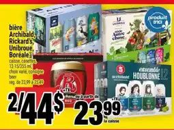 Super C bière Archibald, Rickard's, Unibroue, Boréale offer