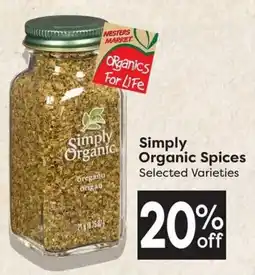 Nesters Market Simply Organic Spices offer