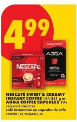 No Frills NESCAFÉ Sweet & Creamy Instant Coffee or AGGA Coffee Capsules offer