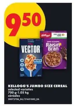 No Frills Kellogg's Jumbo Size Cereal offer